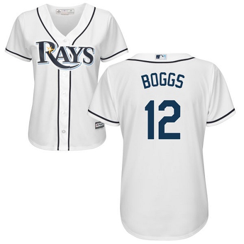 Rays #12 Wade Boggs White Home Women's Stitched MLB Jersey Rays #12 Wade Boggs White Home Women's Stitched MLB Jersey