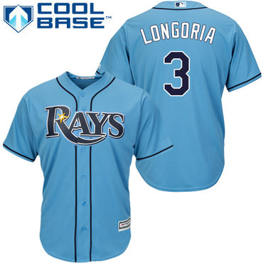 Rays #3 Evan Longoria Light Blue Alternate Women's Stitched MLB Jersey Rays #3 Evan Longoria Light Blue Alternate Women's Stitched MLB Jersey