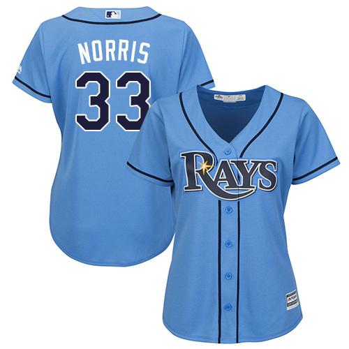 Rays #33 Derek Norris Light Blue Alternate Women's Stitched MLB Jersey