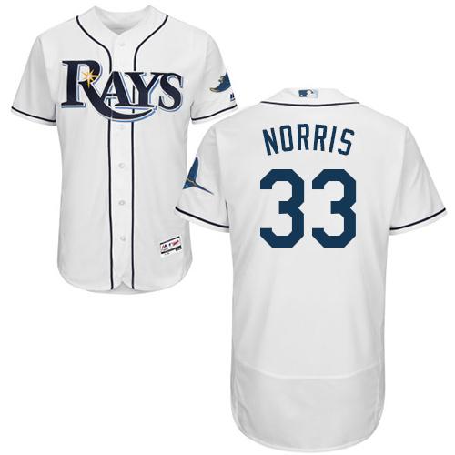 Rays #33 Derek Norris White Flexbase Authentic Collection Stitched MLB Jersey