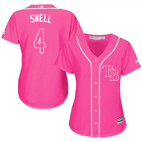 Rays #4 Blake Snell Pink Fashion Women's Stitched Baseball Jersey Rays #4 Blake Snell Pink Fashion Women's Stitched Baseball Jersey