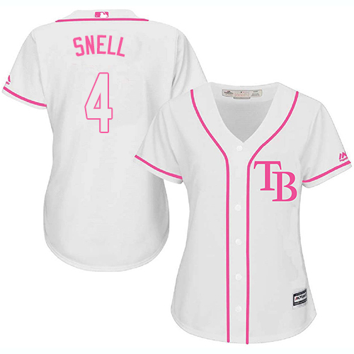 Rays #4 Blake Snell White Pink Fashion Women's Stitched Baseball Jersey Rays #4 Blake Snell White Pink Fashion Women's Stitched Baseball Jersey