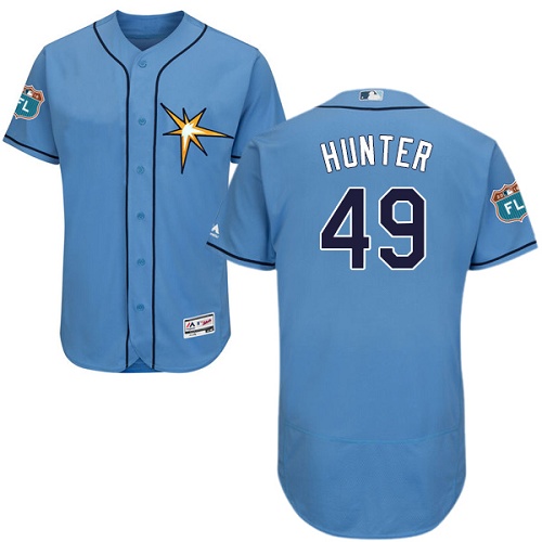 Rays #49 Tommy Hunter Light Blue Flexbase Authentic Collection Stitched MLB Jersey