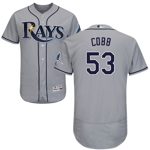 Rays #53 Alex Cobb Grey Flexbase Authentic Collection Stitched MLB Jersey