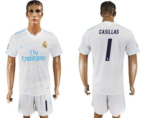 Real Madrid #1 Casillas White Home Soccer Club Jersey Real Madrid #1 Casillas White Home Soccer Club Jersey