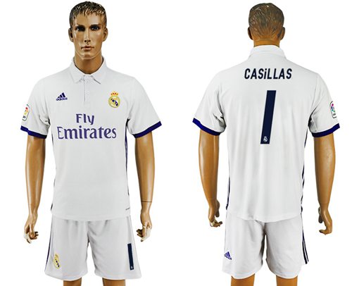 Real Madrid #1 Casillas White Home Soccer Club Jersey Real Madrid #1 Casillas White Home Soccer Club Jersey