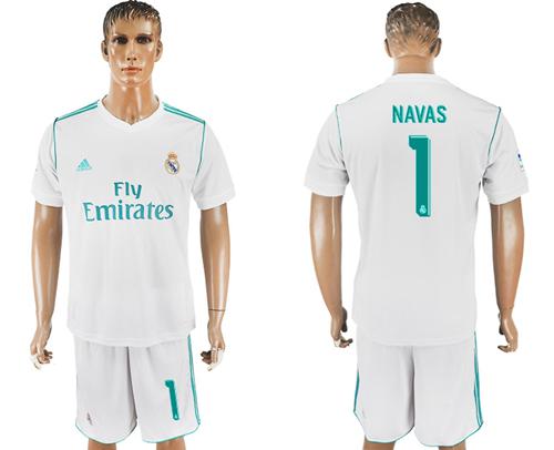 Real Madrid #1 Navas White Home Soccer Club Jersey Real Madrid #1 Navas White Home Soccer Club Jersey