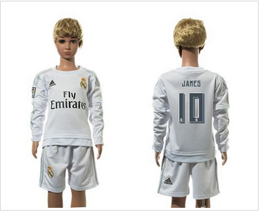 Real Madrid #10 James White Home Long Sleeves Kid Soccer Club Jersey