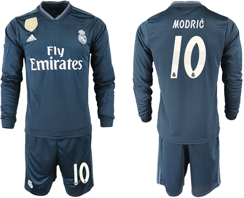 Real Madrid #10 Modric Away Long Sleeves Soccer Club Jersey