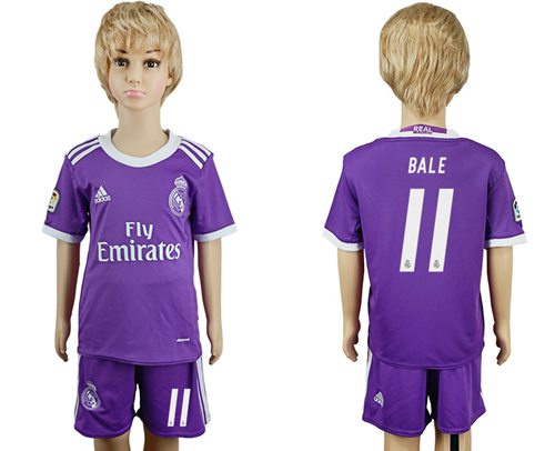 Real Madrid #11 Bale Away Kid Soccer Club Jersey