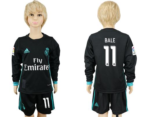 Real Madrid #11 Bale Away Long Sleeves Kid Soccer Club Jersey Real Madrid #11 Bale Away Long Sleeves Kid Soccer Club Jersey
