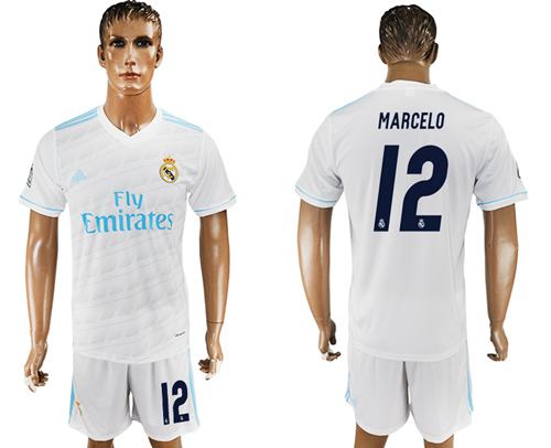 Real Madrid #12 Marcelo White Home Soccer Club Jersey
