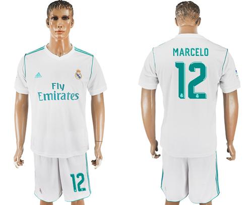 Real Madrid #12 Marcelo White Home Soccer Club Jersey