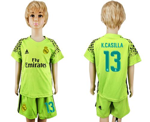 Real Madrid #13 K.Casilla Shiny Green Goalkeeper Kid Soccer Club Jersey Real Madrid #13 K.Casilla Shiny Green Goalkeeper Kid Soccer Club Jersey
