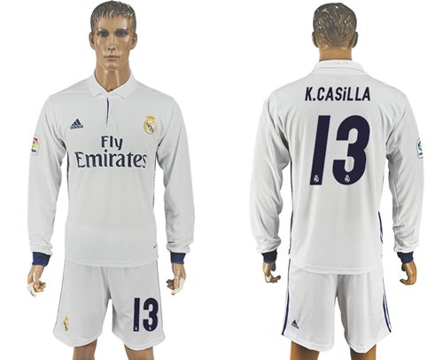 Real Madrid #13 K.Casillas White Home Long Sleeves Soccer Club Jersey Real Madrid #13 K.Casillas White Home Long Sleeves Soccer Club Jersey