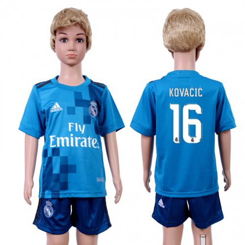 Real Madrid #16 Kovacic Sec Away Kid Soccer Club Jersey Real Madrid #16 Kovacic Sec Away Kid Soccer Club Jersey