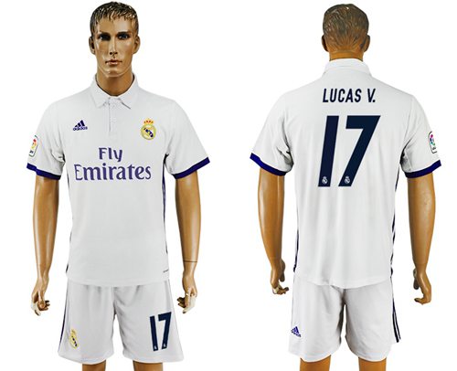 Real Madrid #17 Lucas V. White Home Soccer Club Jersey