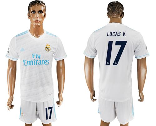 Real Madrid #17 Lucas V. White Home Soccer Club Jersey Real Madrid #17 Lucas V. White Home Soccer Club Jersey