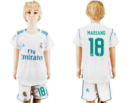 Real Madrid #18 Mariano White Home Kid Soccer Club Jersey Real Madrid #18 Mariano White Home Kid Soccer Club Jersey