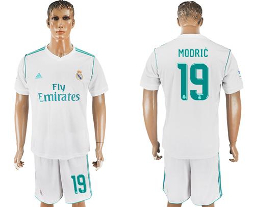 Real Madrid #19 Modric White Home Soccer Club Jersey