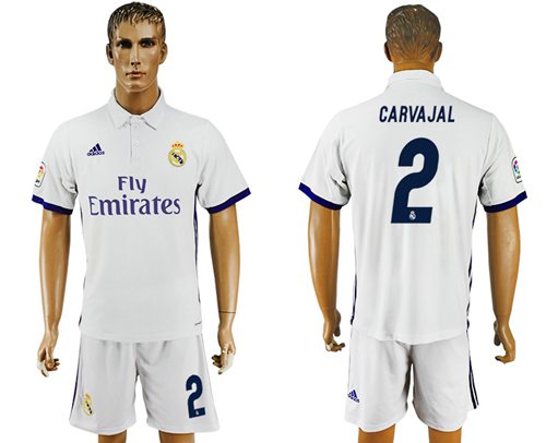 Real Madrid #2 Carvajal White Home Soccer Club Jersey Real Madrid #2 Carvajal White Home Soccer Club Jersey
