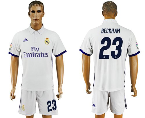 Real Madrid #23 Beckham White Home Soccer Club Jersey Real Madrid #23 Beckham White Home Soccer Club Jersey