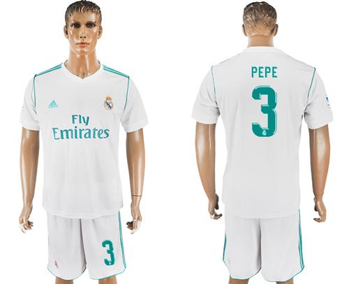 Real Madrid #3 Pepe White Home Soccer Club Jersey