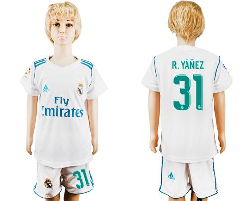Real Madrid #31 R.Yanez White Home Kid Soccer Club Jersey