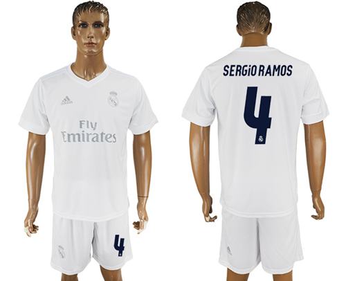 Real Madrid #4 Sergio Ramos Marine Environmental Protection Home Soccer Club Jersey