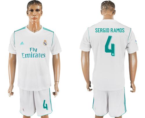 Real Madrid #4 Sergio Ramos White Home Soccer Club Jersey Real Madrid #4 Sergio Ramos White Home Soccer Club Jersey