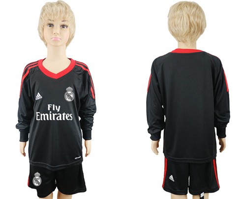 Real Madrid Blank Black Goalkeeper Long Sleeves Kid Soccer Club Jersey Real Madrid Blank Black Goalkeeper Long Sleeves Kid Soccer Club Jersey