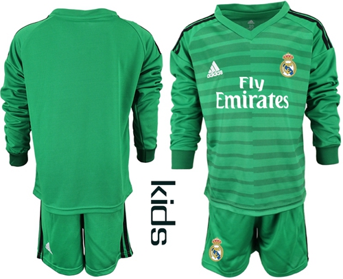 Real Madrid Blank Green Goalkeeper Long Sleeves Kid Soccer Club Jersey Real Madrid Blank Green Goalkeeper Long Sleeves Kid Soccer Club Jersey