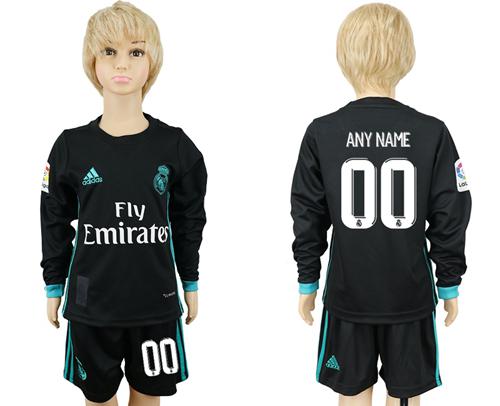 Real Madrid Personalized Away Long Sleeves Kid Soccer Club Jersey
