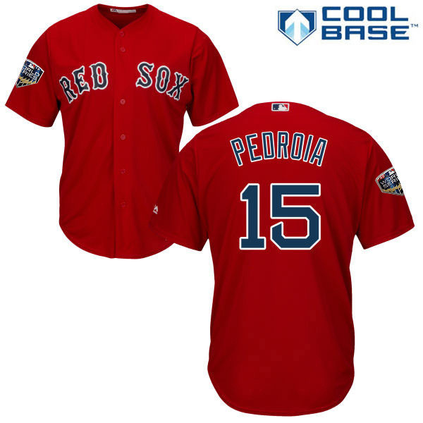 Red Sox #15 Dustin Pedroia Red Cool Base 2018 World Series Stitched Youth MLB Jersey Red Sox #15 Dustin Pedroia Red Cool Base 2018 World Series Stitched Youth MLB Jersey
