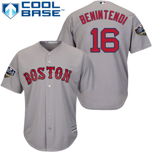 Red Sox #16 Andrew Benintendi Grey New Cool Base 2018 World Series Stitched MLB Jersey Red Sox #16 Andrew Benintendi Grey New Cool Base 2018 World Series Stitched MLB Jersey
