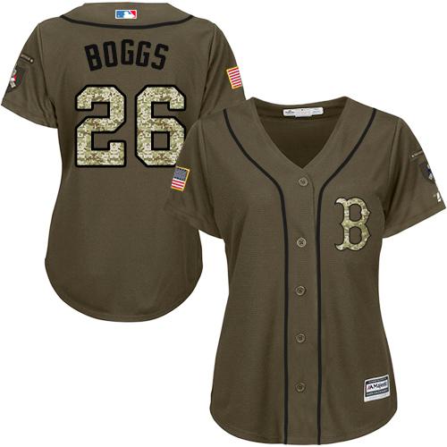 Red Sox #26 Wade Boggs Green Salute to Service Women's Stitched MLB Jersey Red Sox #26 Wade Boggs Green Salute to Service Women's Stitched MLB Jersey