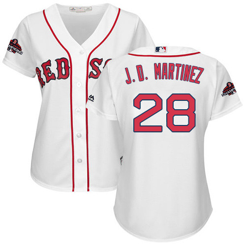 Red Sox #28 J. D. Martinez White Home 2018 World Series Champions Women's Stitched MLB Jersey Red Sox #28 J. D. Martinez White Home 2018 World Series Champions Women's Stitched MLB Jersey
