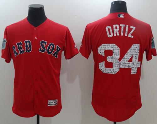 Red Sox #34 David Ortiz Red 2017 Spring Training Authentic FlexBase Stitched MLB Jersey