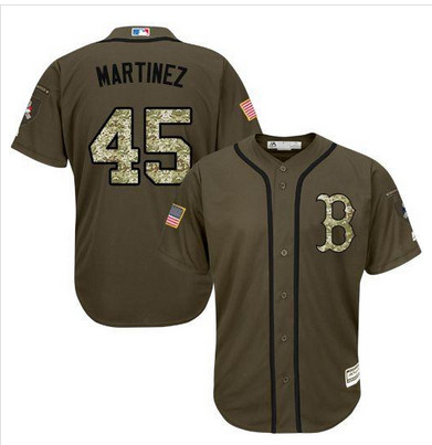 Red Sox #45 Pedro Martinez Green Salute to Service Stitched MLB Jersey