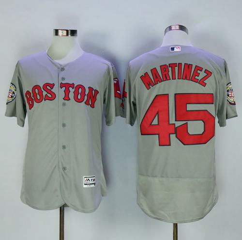 Red Sox #45 Pedro Martinez Grey Flexbase Authentic Collection Stitched MLB Jersey Red Sox #45 Pedro Martinez Grey Flexbase Authentic Collection Stitched MLB Jersey