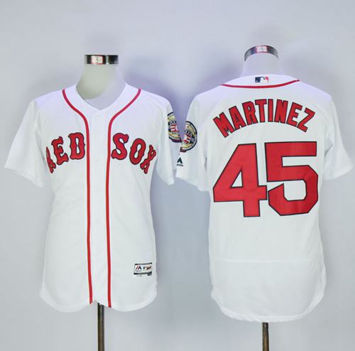 Red Sox #45 Pedro Martinez White Flexbase Authentic Collection Stitched MLB Jersey Red Sox #45 Pedro Martinez White Flexbase Authentic Collection Stitched MLB Jersey