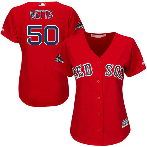 Red Sox #50 Mookie Betts Red Alternate 2018 World Series Champions Women's Stitched MLB Jersey Red Sox #50 Mookie Betts Red Alternate 2018 World Series Champions Women's Stitched MLB Jersey