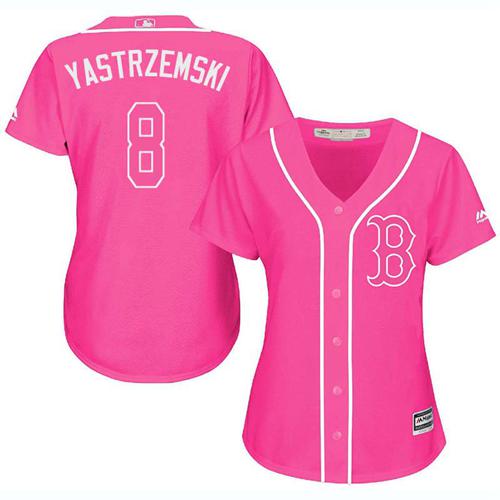 Red Sox #8 Carl Yastrzemski Pink Fashion Women's Stitched MLB Jersey Red Sox #8 Carl Yastrzemski Pink Fashion Women's Stitched MLB Jersey