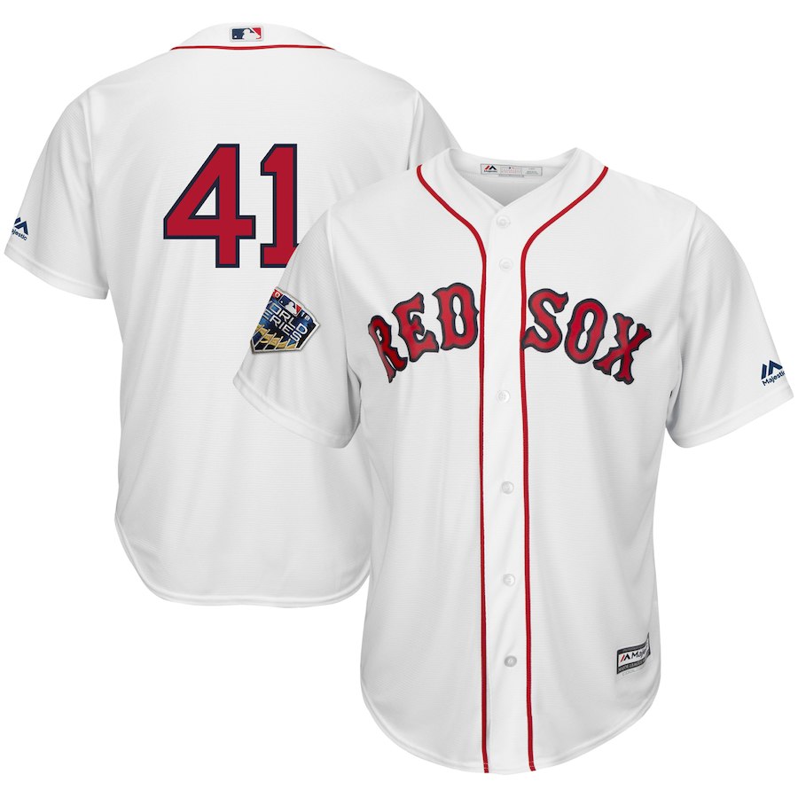 Red Sox 41 Chris Sale White 2018 World Series Cool Base Player Number Jersey Red Sox 41 Chris Sale White 2018 World Series Cool Base Player Number Jersey