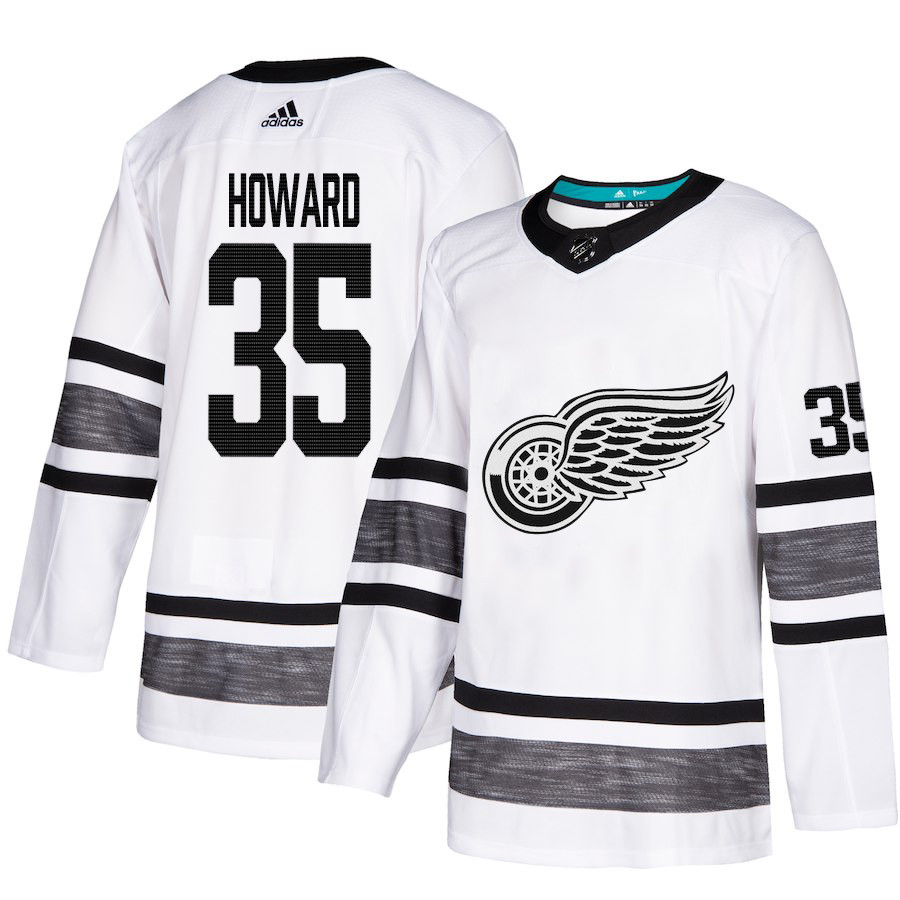 Red Wings #35 Jimmy Howard White Authentic 2019 All-Star Stitched Youth Hockey Jersey