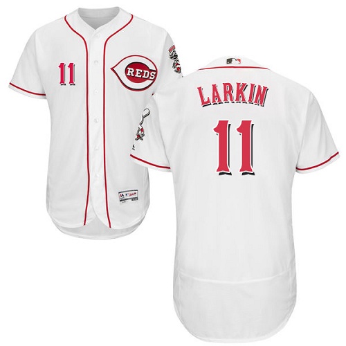Reds #11 Barry Larkin White Flexbase Authentic Collection Stitched MLB Jersey Reds #11 Barry Larkin White Flexbase Authentic Collection Stitched MLB Jersey