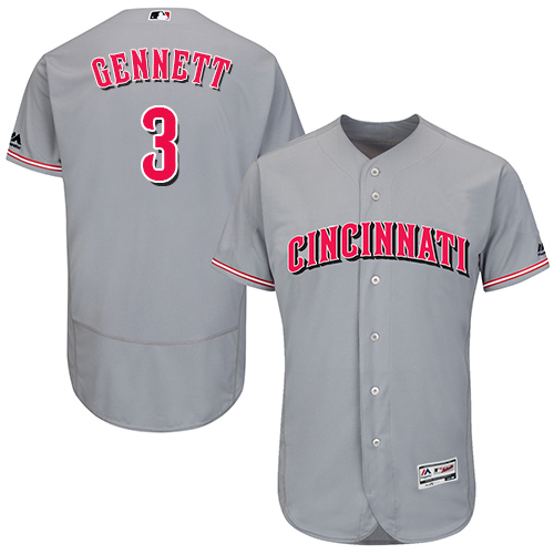 Reds #3 Scooter Gennett Grey Flexbase Authentic Collection Stitched MLB Jersey Reds #3 Scooter Gennett Grey Flexbase Authentic Collection Stitched MLB Jersey