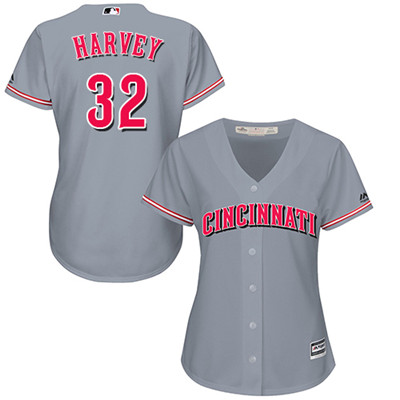 Reds #32 Matt Harvey Grey Road Women's Stitched Baseball Jersey Reds #32 Matt Harvey Grey Road Women's Stitched Baseball Jersey