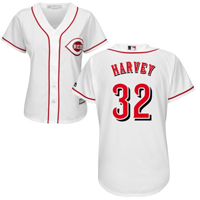 Reds #32 Matt Harvey White Home Women's Stitched Baseball Jersey Reds #32 Matt Harvey White Home Women's Stitched Baseball Jersey