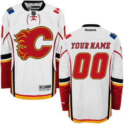 Reebok Calgary Flames Men's Premier Away Custom Jersey - White